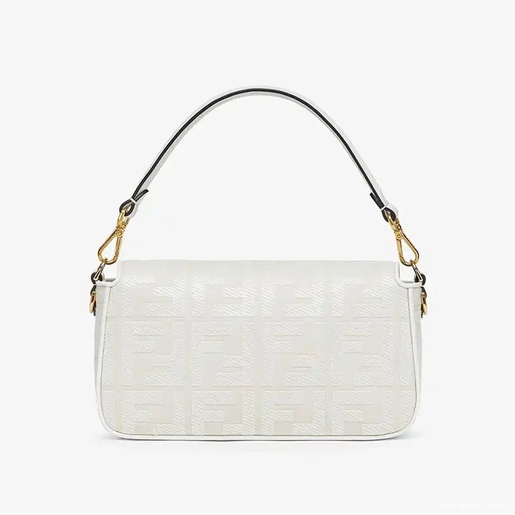Cheap HOT White Motif FF Strap with In Laser Bag Medium Baguette Cut Canvas Fendi 0427